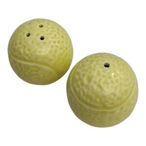 Vintage Ceramic Yellow Tennis Balls Salt and Pepper Shaker Set